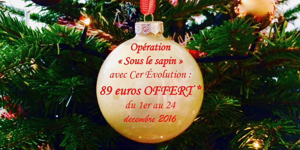 Opération  « Sous le sapin »  avec Cer Évolution : 89 euros OFFERT *  du 1er au 24  décembre 2016